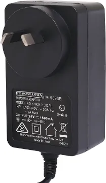 24V DC 1.5A Appliance Power Supply Adapter 24V DC Switchmode Plugpack Supplied with reversible polarity 2.1mm DC tip. Compact design with high current regulated output.