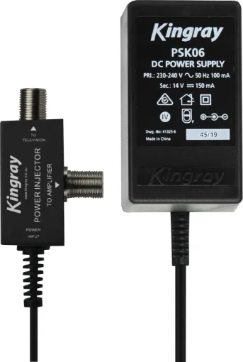 14V DC 150mA plugpack with PAL type socket arrangement designed to plug in line with Kingray range of masthead amplifiers.