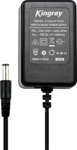 18V DC 1A plugpack with 2.5mm DC socket arrangement designed to plug in line with Kingray range of MATV distribution amplifiers.