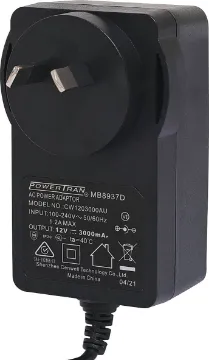 12V DC 3A Fixed Tip Positive Appliance Plugpack (2.5mm) 12V DC, 3 Amp Switchmode Plugpack Supplied with a fixed positive to tip 2.5mm DC jack (2.5ID x 5.5OD x 10L). Compact design with high current regulated output. Energy authority approved. MEPS approved.