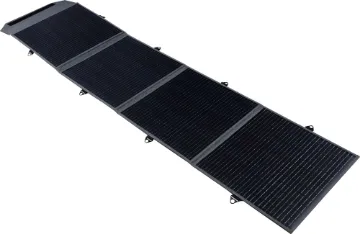 200W Heavy Duty Solar Panel Blanket Provide portable charging power for your campsite set up. Double stitched panels, durable webbing straps and metal hanging loops and zippered cable pocket. Folds up and secures with velcro for a fast getaway! 5m Anderson cable connection.