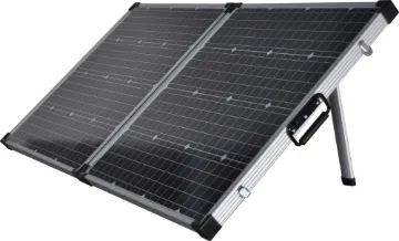 130W 12V Folding Portable Solar Panel Portable folding solar panel system (130W mono-crystalline type) for camping and caravans. This kit provides quick site power for your batteries ensuring your camping fridge is always on the go without the danger of your batteries running flat. It features a high performance weatherproof solar regulator with 3-stage battery charging circuit.