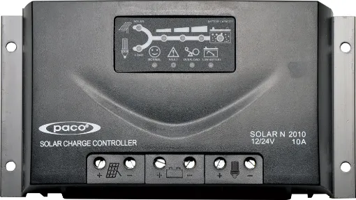 A basic solar charge controller for permanent installations of lead acid or gel battery solar panel systems.  It features a 3 stage charging sequence (boost, float and equalise). LEDs are provided to indicate working status - normal, fault, overload and low battery.  Suitable for 12V or 24V systems, the charger automatically detects the connected b