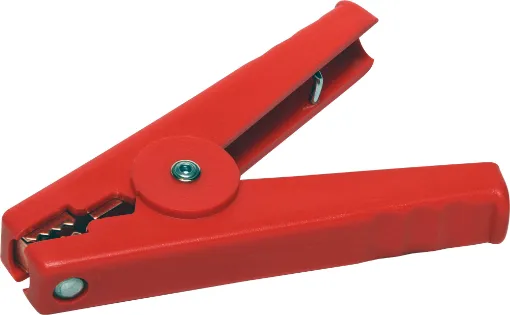200A red heavy duty crocodile clip. Matching black cilp (P 0017) also available.
