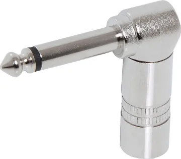 6.35mm 90 Degree Mono Metal Jack Plug 6.35mm Plug 90 Degree Mono. Metal Housing