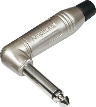 6.35mm 90 Deg. Mono Metal ACPM-RN Jack Plug High quality Amphenol right angle jack plug. Designed for use in high end audio installations where space is limited.