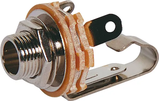 6.35mm mono chassis mount socket with SPST contact switch.