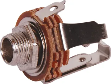 6.35mm Switched SPST Unsealed Stereo Jack Socket 6.35mm chassis mount stereo socket with SPST Contact Switch.