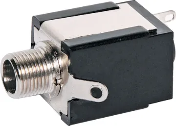 6.35mm Switched SPST Non-Insulated Mono Jack Socket 6.35mm mono chassis mount socket with SPST contact switch.