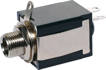 6.35mm Switched SPST Non-Insulated Mono Jack Socket 6.35mm mono chassis mount socket with SPST contact switch.
