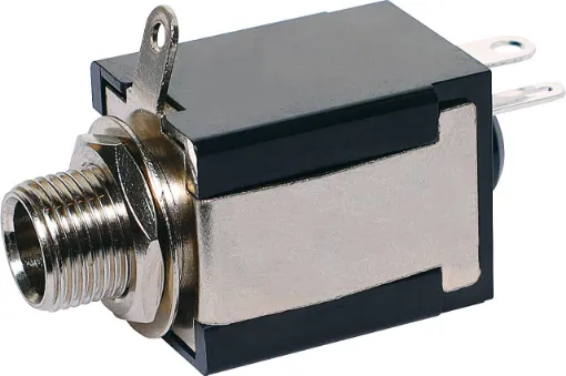 6.35mm mono chassis mount socket with SPST contact switch.