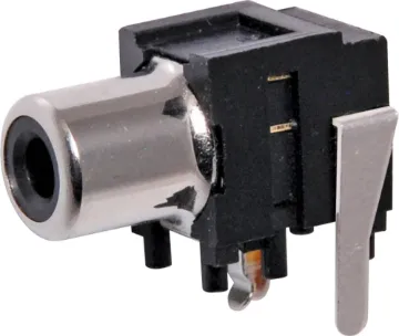 Black PCB Mount Switched RCA Socket PCB mount RCA socket. Switch Version.