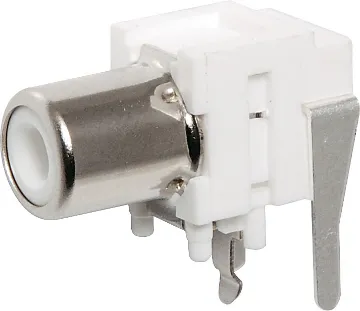 White PCB Mount Switched RCA Socket PCB mount RCA socket. Switch Version.