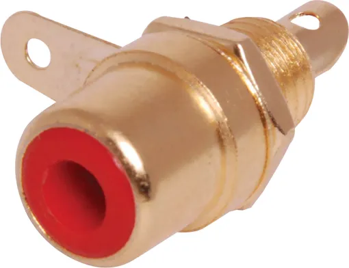 Single Hole Mount Gold RCA Socket. Mounting hole 6mm .   Red
