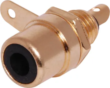 Black RCA Socket Chassis Gold Single Hole Mount Gold RCA Socket. Mounting hole 6mm .  Black