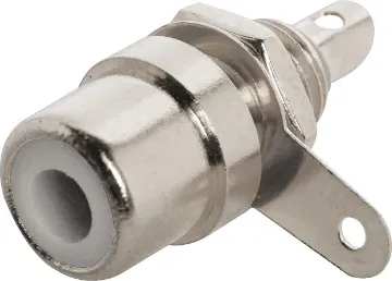 White RCA Socket Chassis Single Hole Mount RCA Socket. Mounting hole 6mm .  White