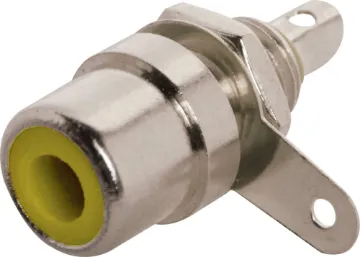 Yellow RCA Socket Chassis Single Hole Mount RCA Socket. Mounting hole 6mm .   Yellow