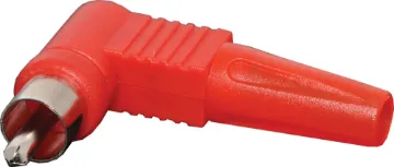 Red RCA Plastic Line Plug 90 Degree 90 angled plugs for confined spaces eg: behind hi-fi equipment in a cabinet.
Maximum cable entry size 5m.  Red
