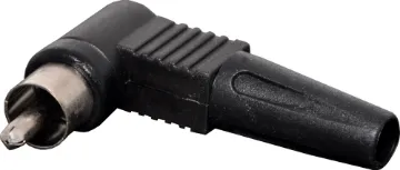 Black RCA Plastic Line Plug 90 Degree 90 angled plugs for confined spaces eg: behind hi-fi equipment in a cabinet.
Maximum cable entry size 5m.  Black