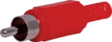 Red RCA Plastic Line Plug Plastic RCA line connectors with strain relief. Maximum cable entry size 5mm  dia..