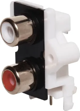 2 Way PCB Mount RCA Socket 2 x 1 PCB mount RCA sockets.