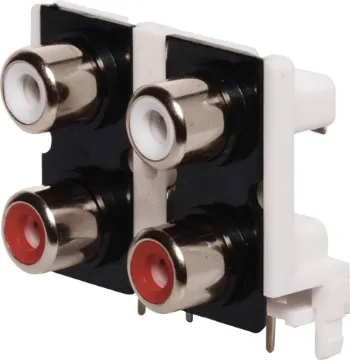 4 Way PCB Mount RCA Socket 2 x 2 PCB mount RCA sockets.