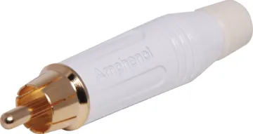 ACPR-WHT White RCA Line Plug AMPHENOL (formerly Alcatel) connectors are ideal for use in high performance audio applications, including mobile PA use. They represent a no-compromise approach to connector technology, with rugged construction, secure mechanical characteristics and low