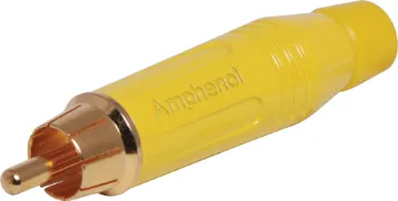 ACPR-YEL Yellow RCA Line Plug AMPHENOL (formerly Alcatel) connectors are ideal for use in high performance audio applications, including mobile PA use. They represent a no-compromise approach to connector technology, with rugged construction, secure mechanical characteristics and low