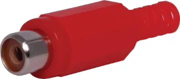 Red RCA Plastic Line Socket Plastic RCA line connector with strain relief. Maximum cable entry size 5mm Ø. Red.