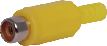 Yellow RCA Plastic Line Socket Plastic RCA line connector with strain relief. Maximum cable entry size 5mm Ø. Yellow.