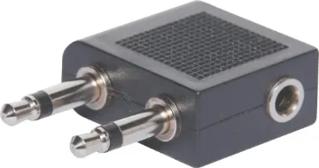 2 x 3.5mm Mono Plug to 3.5mm Stereo Socket Adapter 3.5mm aircraft seat adaptor. Allows you to use your own headphones in many commercial airliners.  2 x 3.5mm mono plug to 3.5mm stereo socket.