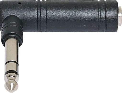 Right Angle 6.35mm Stereo Plug to 6.35mm Socket Adapter