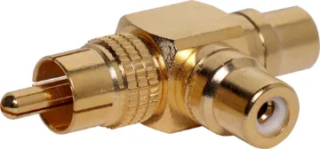 RCA Male to 2 RCA Female Right Angle Adapter RCA Male to 2 RCA Female Right Angle Adapter.