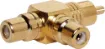 RCA Male to 2 RCA Female Right Angle Adapter.