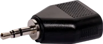 3.5mm Stereo Plug to 2 x 3.5mm Stereo Sockets Adapter Male 3.5mm stereo jack to two female 3.5mm jacks.