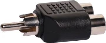 2 RCA Female to RCA Male Adapter Rca Plug to 2 RCA Sockets. Note: Not suitable for use with composite video signals (yellow RCA).
