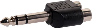 2 RCA Female to 6.35 Stereo Plug Adapter Stereo Plug.
Will save the day when you run out of TRS insert leads and all you have are RCA leads.