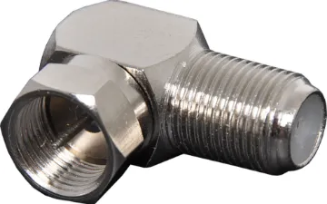 F Type Plug to F Type Socket 90 Deg. Adapter F Type Male to F Type Female, right angle for tight areas.