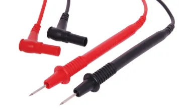 Shrouded Professional Grade Multimeter Test Probes Lead Set Angled shrouded banana plugs to pin probes.