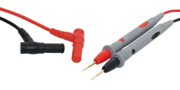 Shrouded Professional Grade Multimeter Test Probes Lead Set Angled shrouded banana plugs to pin probes.