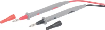 Pro Grade Banana to Test Pin / Banana Leads Shrouded banana plugs and soft rubber construction. Cat 3 1KV 10A approved. Strain relief at both ends for long service life. Test pins have a unique banana plug end allowing them to be plugged into test equipment easily.