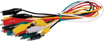 Heavy Duty Croc to Croc Jumper Lead Set Handy test leads. Pack of 10.
Contains 2 each of red, white, black, green, yellow.
Length:  ≈275mm