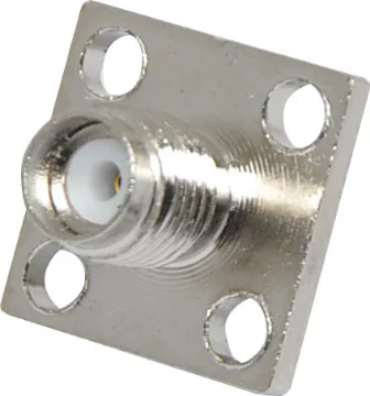 Crimp On RG58U Gold Plated Female Chassis Socket SMA Female chassis mount type. Nickel plated finish.