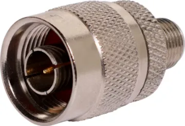 F Type Female to N Type Male Adapter Interfaces F type coaxial equipment/leads with N type coaxial equipment/leads.