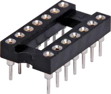 14 Pin (0.3") DIL Machined Pin IC Socket Contact Resistance: 30M Ohms Max @ DC 100mA
Insulation Resistance: 1000M Ohms Min @ DC 250V
Current Rating: 1 Amp
Dielectric Voltage: AC 500V for 1 Minute
Operating Temp: -55° to 105° C
Gold Plated Beryllium Copper Contacts