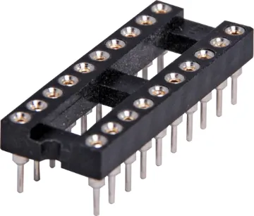20 Pin (0.3") DIL Machined Pin IC Socket Contact Resistance: 30M Ohms Max @ DC 100mA
Insulation Resistance: 1000M Ohms Min @ DC 250V
Current Rating: 1 Amp
Dielectric Voltage: AC 500V for 1 Minute
Operating Temp: -55° to 105° C
Gold Plated Beryllium Copper Contacts