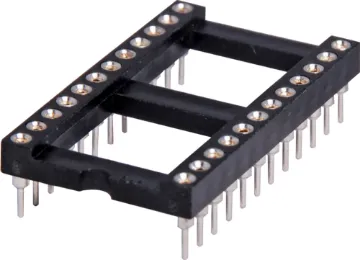 24 Pin (0.6") DIL Machined Pin IC Socket Contact Resistance: 30M Ohms Max @ DC 100mA
Insulation Resistance: 1000M Ohms Min @ DC 250V
Current Rating: 1 Amp
Dielectric Voltage: AC 500V for 1 Minute
Operating Temp: -55° to 105° C
Gold Plated Beryllium Copper Contacts