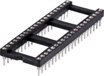 40 Pin (0.6") DIL Machined Pin IC Socket Contact Resistance: 30M Ohms Max @ DC 100mA
Insulation Resistance: 1000M Ohms Min @ DC 250V
Current Rating: 1 Amp
Dielectric Voltage: AC 500V for 1 Minute
Operating Temp: -55° to 105° C
Gold Plated Beryllium Copper Contacts