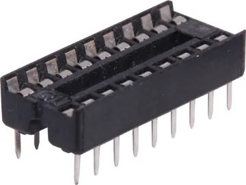 18 Pin (0.3") DIL Tinned IC Socket Contact Resistance: 30M Ohms Max @ DC 100mA
Insulation Resistance: 1000M Ohms Min @ DC 250V
Current Rating: 1 Amp
Dielectric Voltage: AC 500V for 1 Minute
Operating Temp: -55° to 105° C
Gold Plated Beryllium Copper Contacts