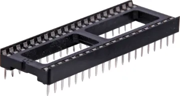 40 Pin (0.6") DIL Tinned IC Socket Contact Resistance: 30M Ohms Max @ DC 100mA
Insulation Resistance: 1000M Ohms Min @ DC 250V
Current Rating: 1 Amp
Dielectric Voltage: AC 500V for 1 Minute
Operating Temp: -55° to 105° C
Gold Plated Beryllium Copper Contacts
